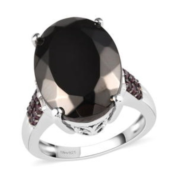Elite Shungite, Multi Gemstone Ring in Platinum Over Sterling Silver (Size 7.0) - Picture 2 of 2